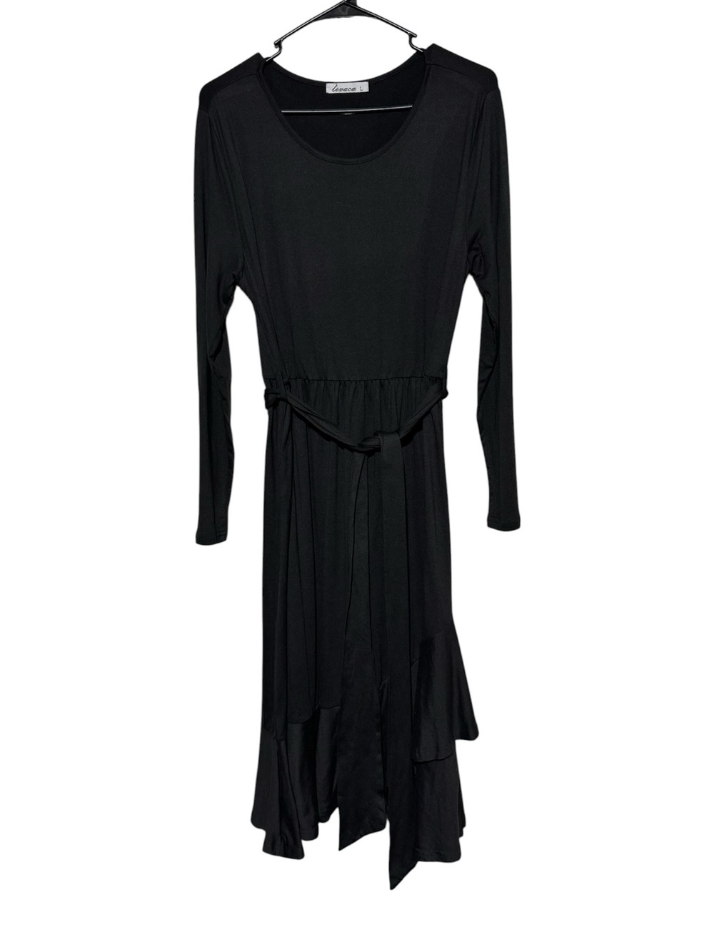 Long Modest Jersey Knit Black Modi Dress Size Large Long Sleeve Basic Comfy